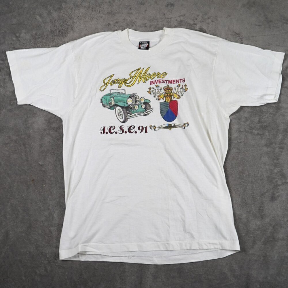 Vintage Screen Stars Jerry Moore Investments Car Single Stitch T-shirt XL